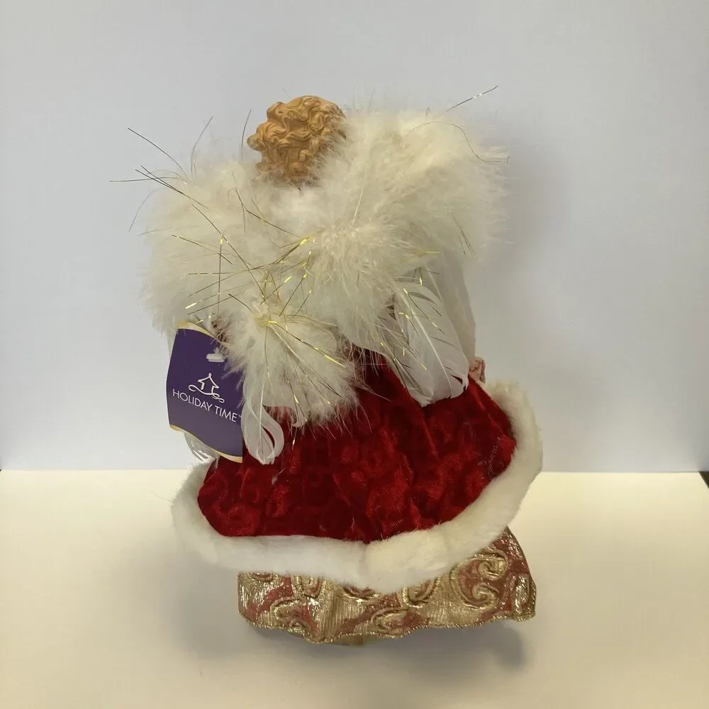 Angel Tree Topper Porcelain Head Christmas Red Gold 13
